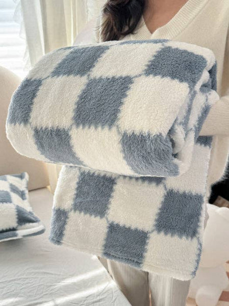 Color Block Fleece Soft Blanket Blue