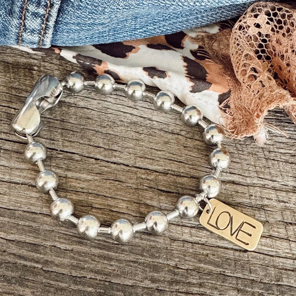 Silver Bead Tag Bracelet