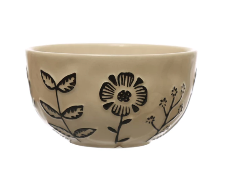 Achromatic Floral Bowl