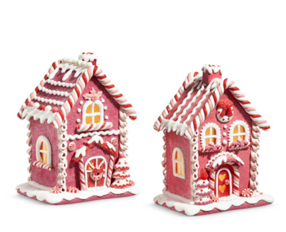 Light-Up Pink Gingerbread House