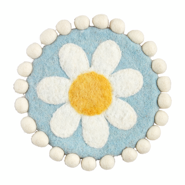 Blue Daisy Wool Trivet