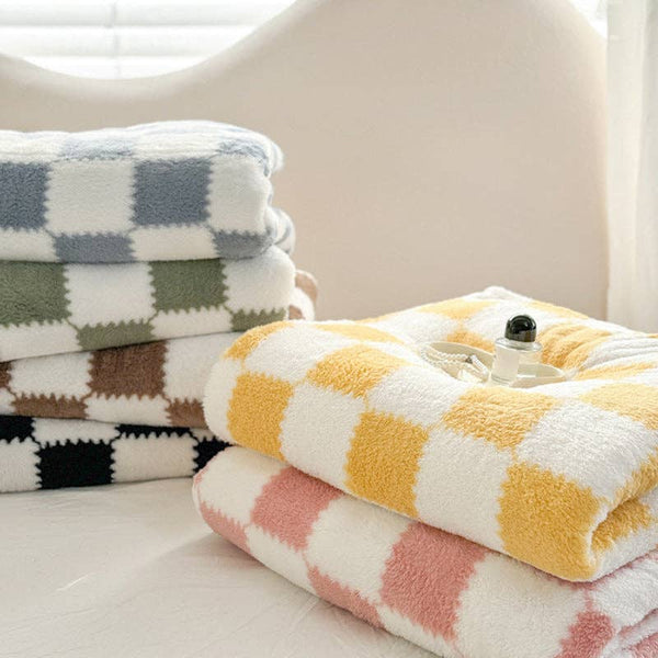 Block Fleece Soft Blanket Green