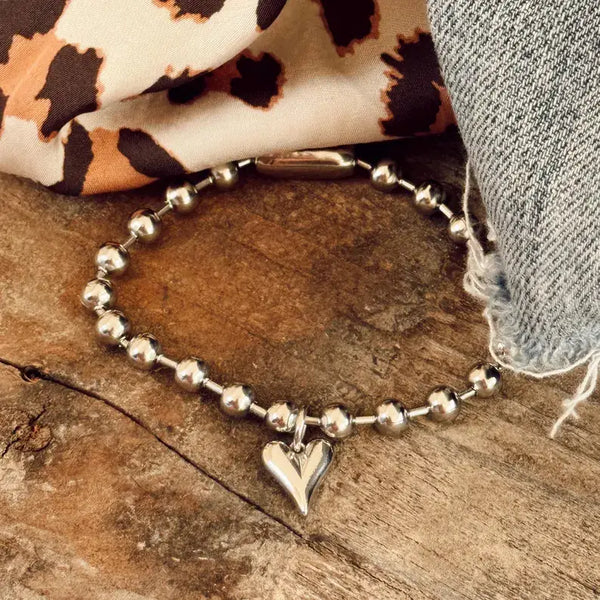Silver Bead Tag Bracelet