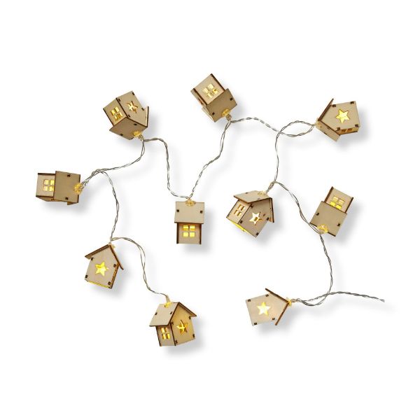 Wood Houses String Lights