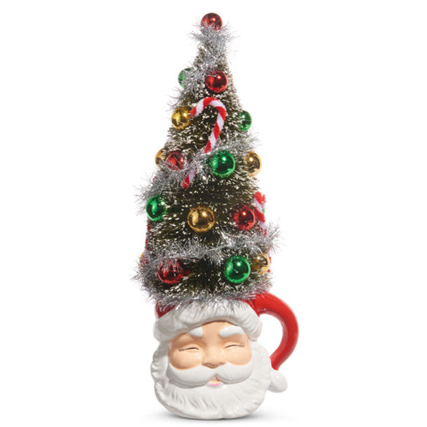 Santa Mug Bottle Brush Tree