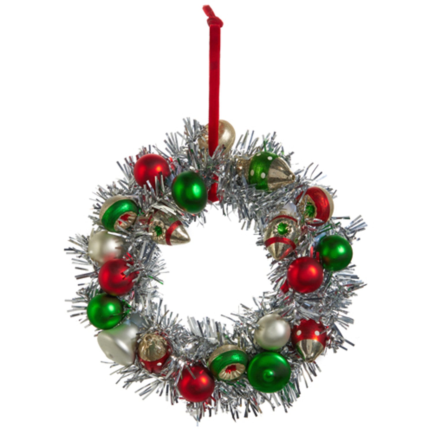 8" Silver Tinsel Wreath