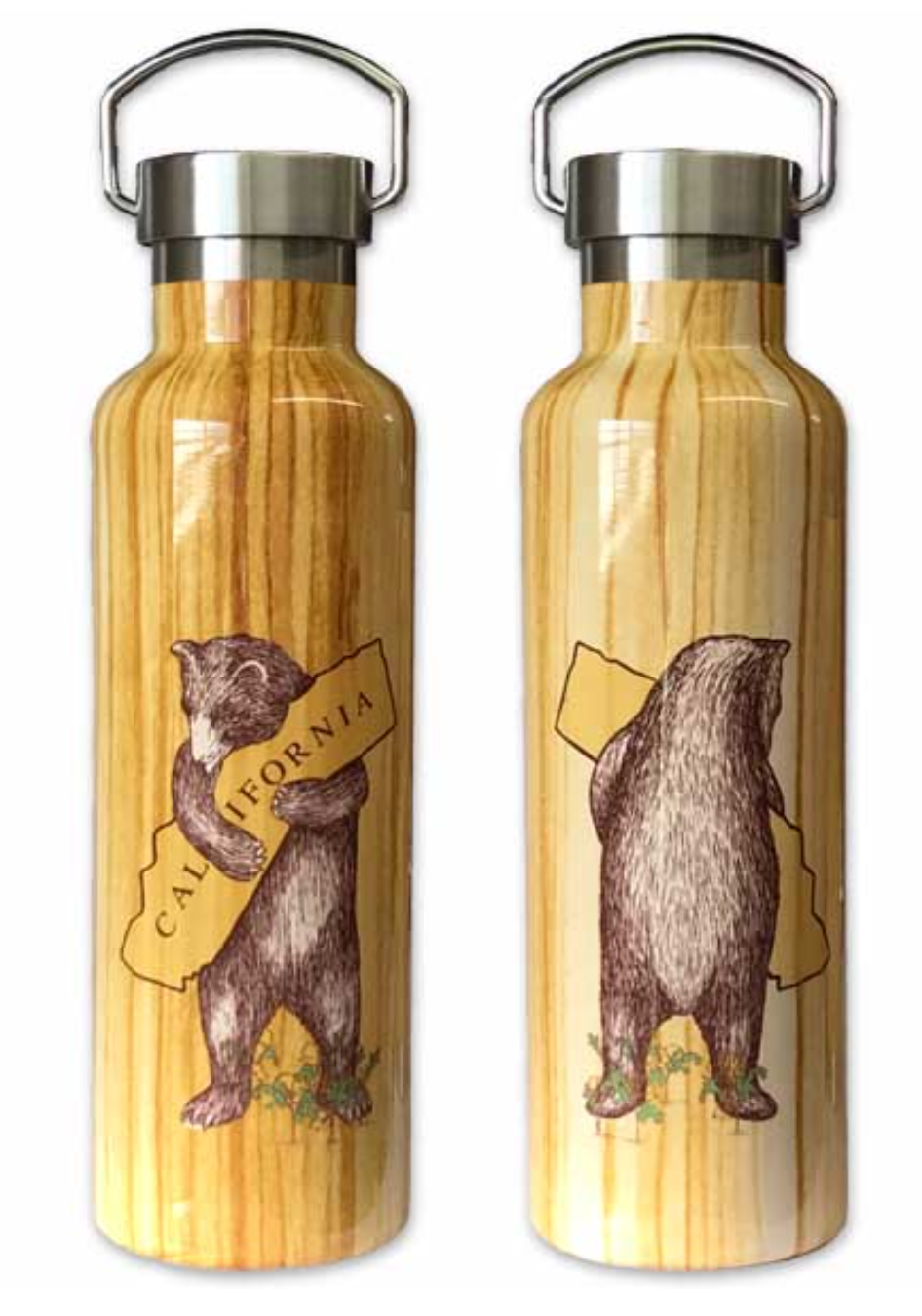 CA Bear Woodgrain Water Bottle
