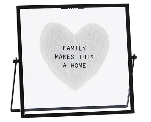 Family Makes Home Heart Glass Plaque