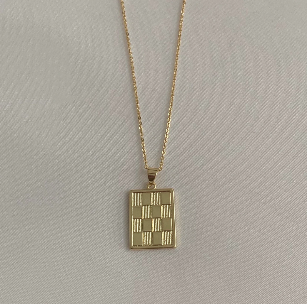 Checkerboard Gold Necklace